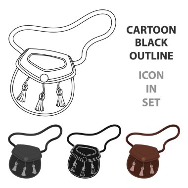 İskoç sporran simgesi beyaz arka plan üzerinde izole karikatür tarzı. İskoçya ülke sembol stok vektör çizim.