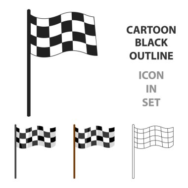 Damalı bayrak simgesi karikatür. Büyük fitness, sağlıklı, egzersiz karikatür simgesinden tek spor.