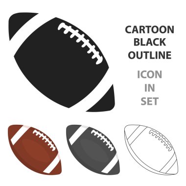 Rugby topu simgesini çizgi film. Büyük fitness, sağlıklı, egzersiz karikatür simgesinden tek spor.