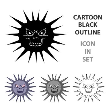 Beyaz arka plan üzerinde izole karikatür tarzı gri virüs simgesini. Virüsler ve bakteriler sembol stok vektör çizim.