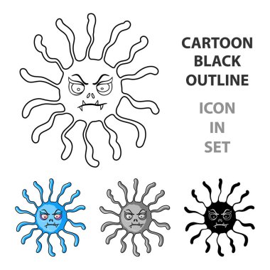 Mavi virüs simgesi beyaz arka plan üzerinde izole karikatür tarzı. Virüsler ve bakteriler sembol stok vektör çizim.