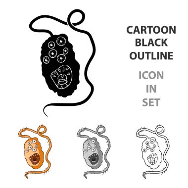 Turuncu virüs simgesi beyaz arka plan üzerinde izole karikatür tarzı. Virüsler ve bakteriler sembol stok vektör çizim.