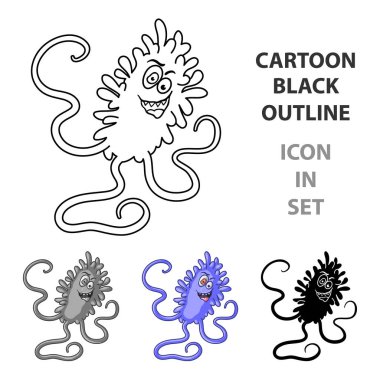 Menekşe virüs simgesi beyaz arka plan üzerinde izole karikatür tarzı. Virüsler ve bakteriler sembol stok vektör çizim.