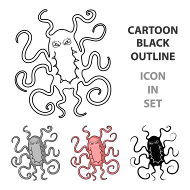 Beyaz arka plan üzerinde izole karikatür tarzı simgesini kırmızı virüs. Virüsler ve bakteriler sembol stok vektör çizim.