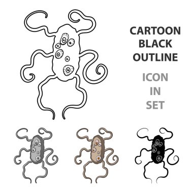 Kahverengi virüs simgesi beyaz arka plan üzerinde izole karikatür tarzı. Virüsler ve bakteriler sembol stok vektör çizim.