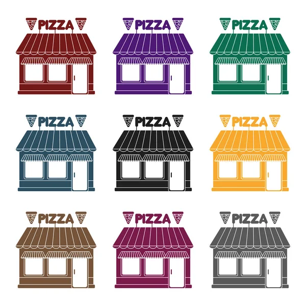 Pizzeria-Ikone im schwarzen Stil isoliert auf weißem Hintergrund. Pizza und Pizzeria Symbol Aktienvektor Illustration. — Stockvektor