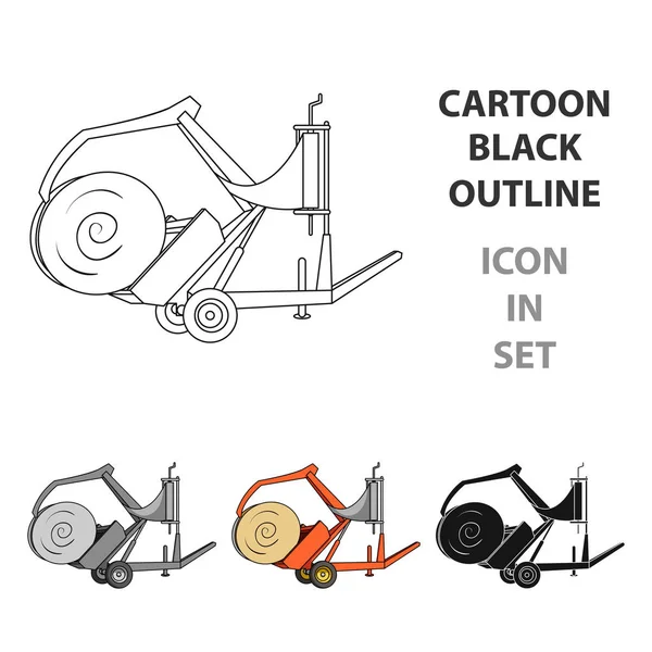 Saman ve haddeleme dairelerin modern Tarım makineleri için. Resimde çizgi film tarzı vektör simge stok Tarım makineleri tek simge.