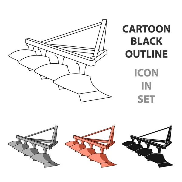 Alanları plowing için traktör kırmızı metal Eki. Resimde çizgi film tarzı vektör simge stok Tarım makineleri tek simge.