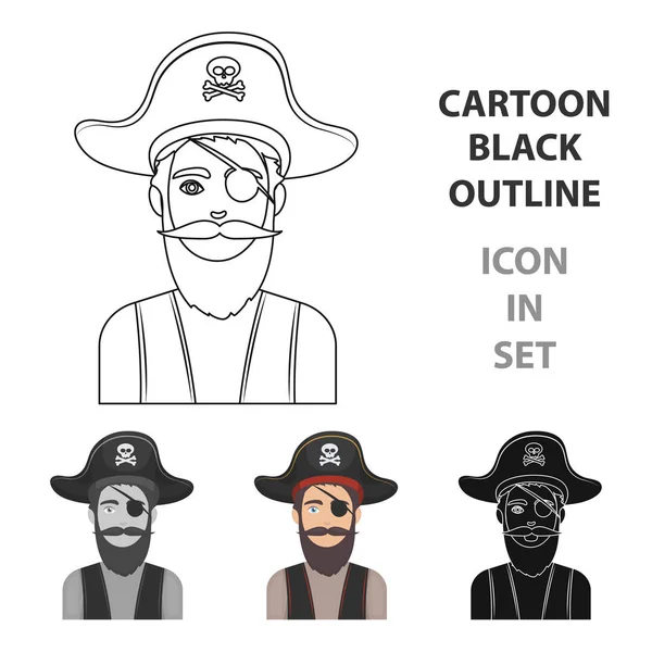 Korsan göz düzeltme eki simgesini beyaz arka plan üzerinde izole karikatür tarzı ile. Korsanlar sembol stok vektör çizim.