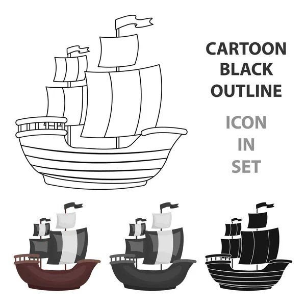 Korsan gemi simgesi beyaz arka plan üzerinde izole karikatür tarzı. Korsanlar sembol stok vektör çizim.