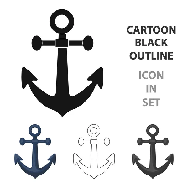 Anchor icon in cartoon style isolated on white background. Pirates symbol stock vector illustration. — Stock Vector