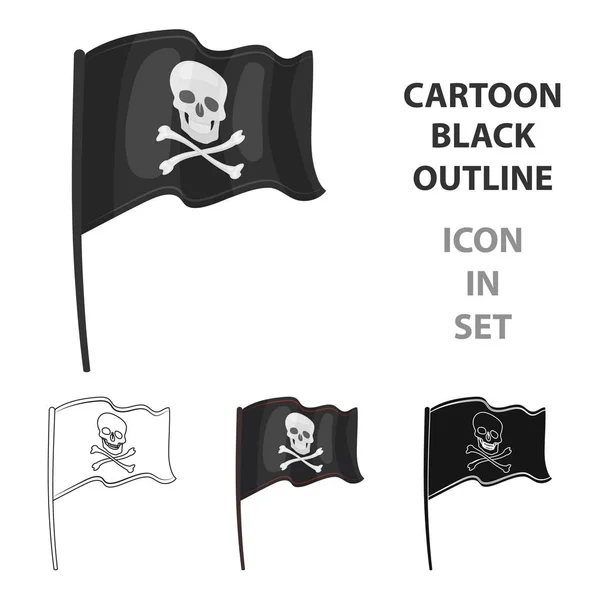 Piratenflaggen-Symbol im Cartoon-Stil isoliert auf weißem Hintergrund. Piraten Symbol Aktienvektor Illustration. — Stockvektor