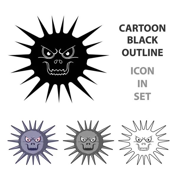 Beyaz arka plan üzerinde izole karikatür tarzı gri virüs simgesini. Virüsler ve bakteriler sembol stok vektör çizim.