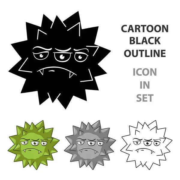 Beyaz arka plan üzerinde izole karikatür tarzı simgesinde yeşil virüs. Virüsler ve bakteriler sembol stok vektör çizim.