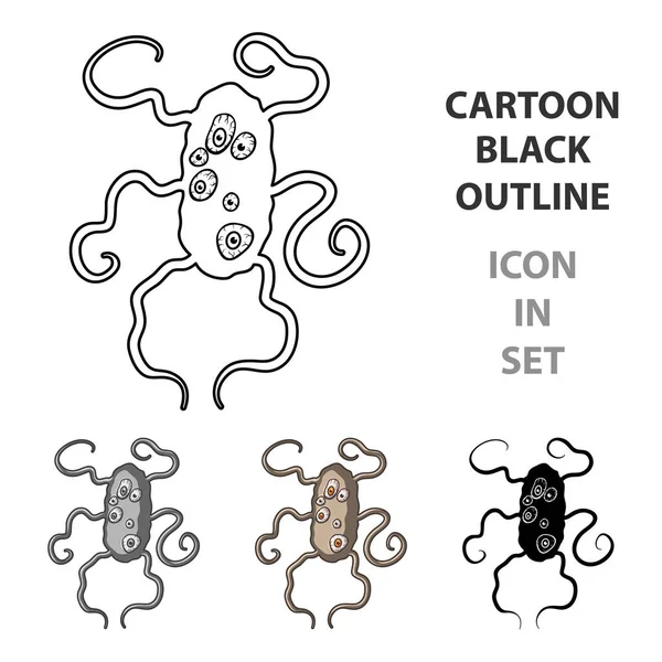 Kahverengi virüs simgesi beyaz arka plan üzerinde izole karikatür tarzı. Virüsler ve bakteriler sembol stok vektör çizim.