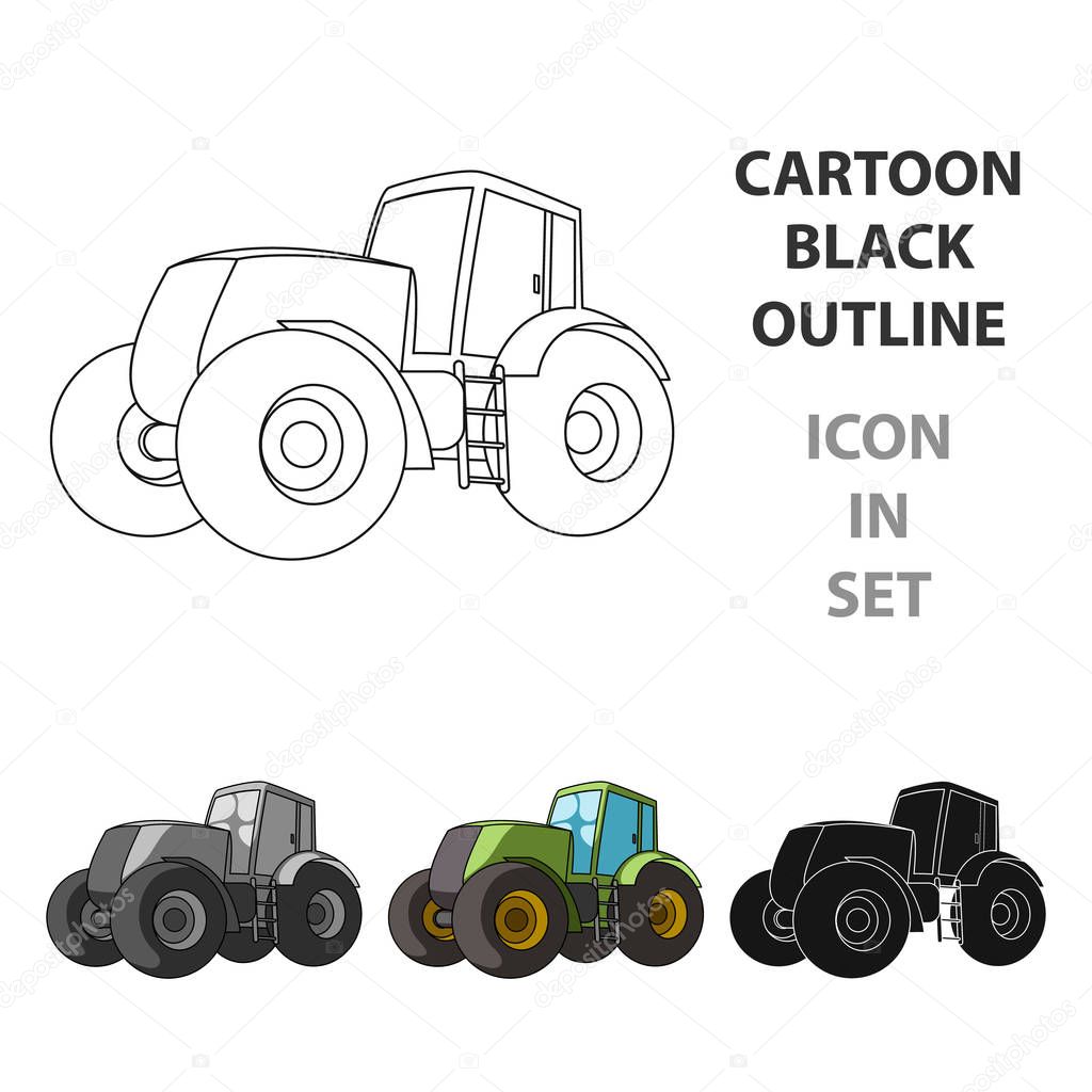 Combine harvesting .Green tractor with large wheels. Agricultural equipment for farmers.Agricultural Machinery single icon in cartoon style vector symbol stock web illustration.