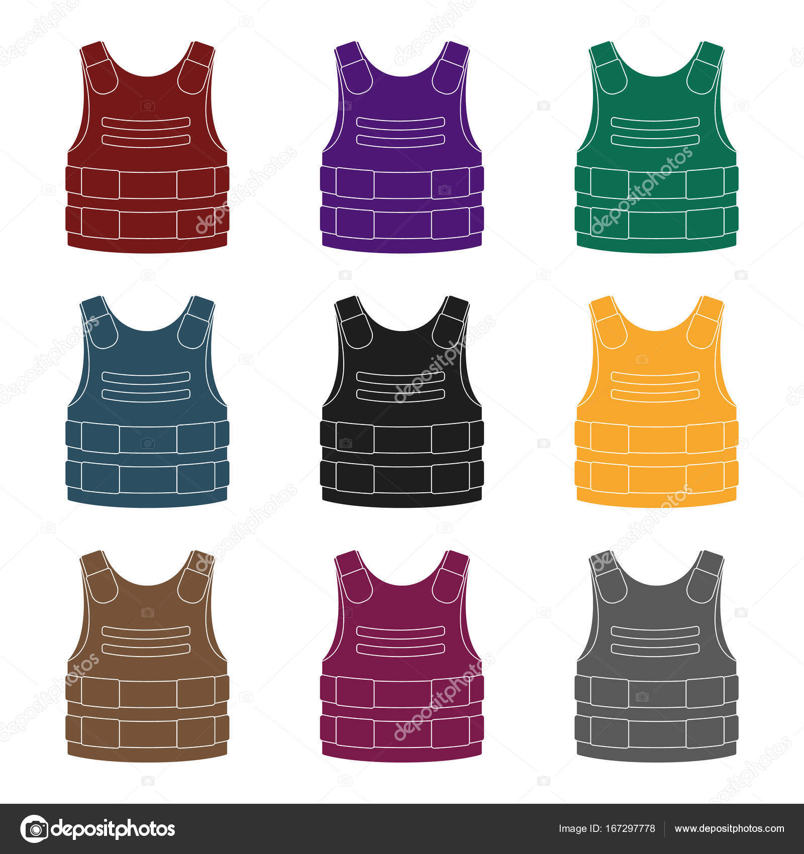 Bulletproof vest icon in black style isolated on white