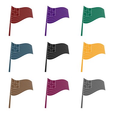 Yunan bayrağı simge siyah stil beyaz arka plan üzerinde izole içinde. Yunanistan sembol stok vektör çizim.