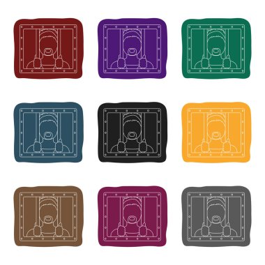 Mahkum simge siyah stil beyaz arka plan üzerinde izole içinde. Polis sembol stok vektör çizim.