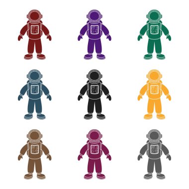 Astronot simge siyah stil beyaz arka plan üzerinde izole içinde. Uzay sembol stok vektör çizim.