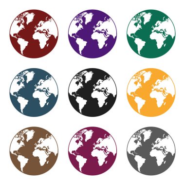 Earth simgesini izole beyaz arka plan üzerinde siyah tarzında. Uzay sembol stok vektör çizim.