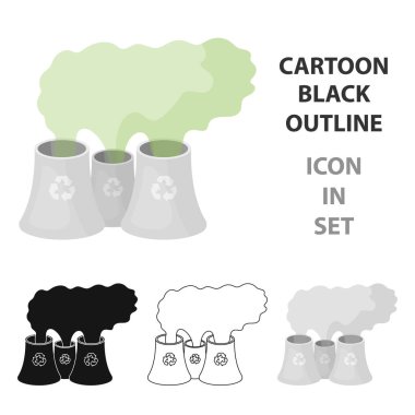 Geri Dönüşüm Tesisi simgesi beyaz arka plan üzerinde izole anahat tarzı. Biyoloji ve ekoloji sembol stok vektör çizim.