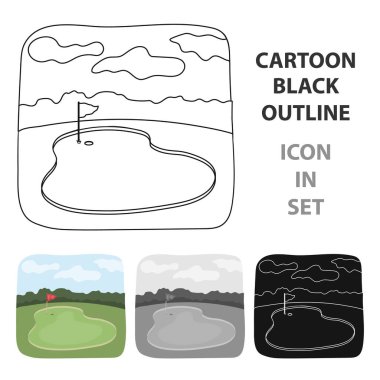 Golf Sahası. Golf Kulübü tek kutsal kişilerin resmi içinde karikatür tarzı vektör simge stok çizim web.