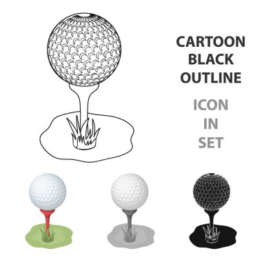 Golf topu standında. Golf Kulübü tek kutsal kişilerin resmi içinde karikatür tarzı vektör simge stok çizim web.