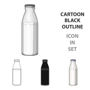 Cam süt şişesi simgesi beyaz arka plan üzerinde izole karikatür tarzı. Süt ürünü ve tatlı sembol stok illüstrasyon vektör.