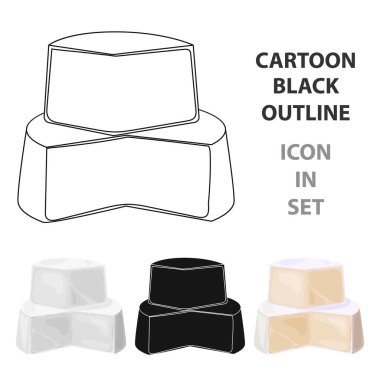 Yumuşak peynir simgesi beyaz arka plan üzerinde izole karikatür tarzı. Süt ürünü ve tatlı sembol stok illüstrasyon vektör.