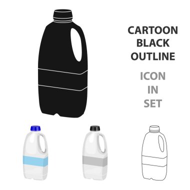 Beyaz arka plan üzerinde izole karikatür tarzı galon plastik süt şişesi simgesini. Süt ürünü ve tatlı sembol stok illüstrasyon vektör.