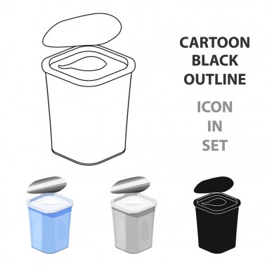 Yoğurt plastik kap simgesi beyaz arka plan üzerinde izole karikatür tarzı. Süt ürünü ve tatlı sembol stok illüstrasyon vektör.
