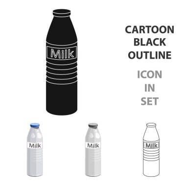 Plastik süt şişesi simgesi beyaz arka plan üzerinde izole karikatür tarzı. Süt ürünü ve tatlı sembol stok illüstrasyon vektör.