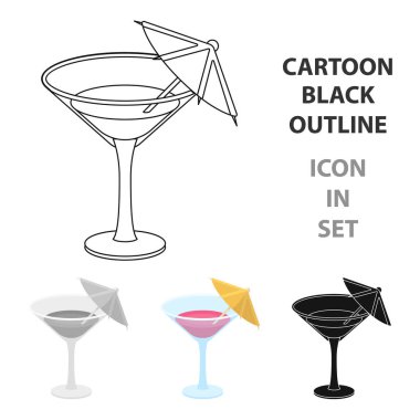 Cam bir kokteyl ile. Resimde çizgi film tarzı vektör simge hisse senedi simgesi tek parti ve partiler.