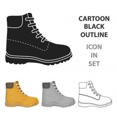Hiking simgesi beyaz arka plan üzerinde izole karikatür tarzı çizmeler. Ayakkabı sembol stok vektör çizim.