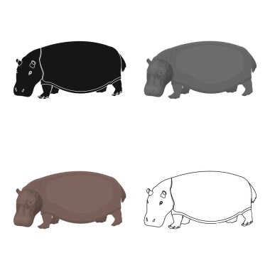 Su aygırı, omnivordur artiodactyl hayvan. Afrika büyük su aygırı karikatür tarzı vektör simge stok çizim web simgesinde tek.
