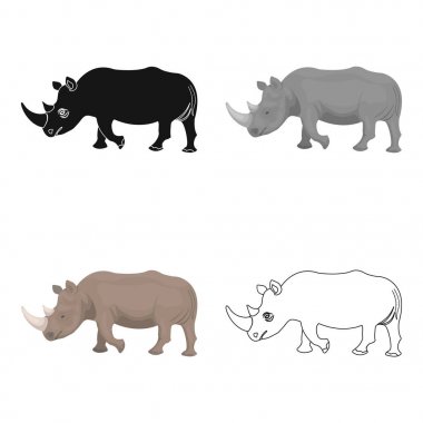 Büyük Hint gergedan. Vahşi bir hayvan, karikatür tarzı vektör simge stok çizim web bir gergedan tek simge.