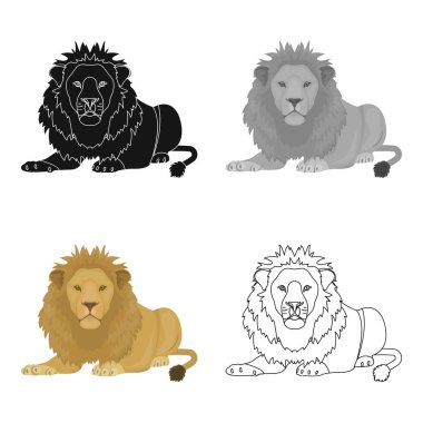 Bir aslan, bir vahşi ve yırtıcı hayvan. Leo, hayvanların kralı tek karikatür tarzı vektör simge stok çizim web simgesi.