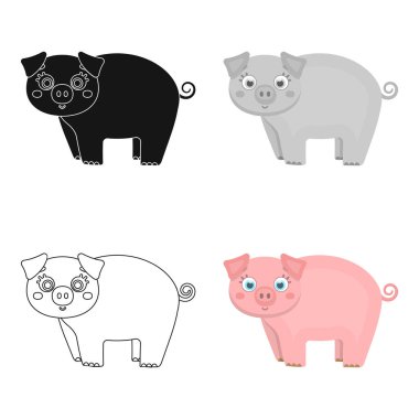 Domuzcuk, karikatür tarzı tek simge. Piglet vektör simge stok çizim web.