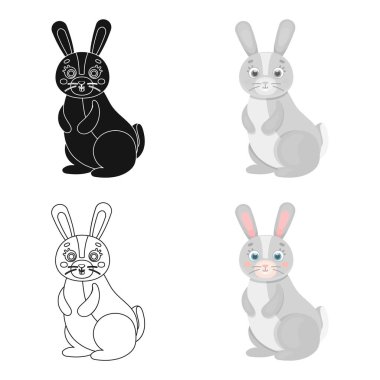Tavşan, karikatür tarzı tek simge. Tavşan, vektör simge stok çizim web.