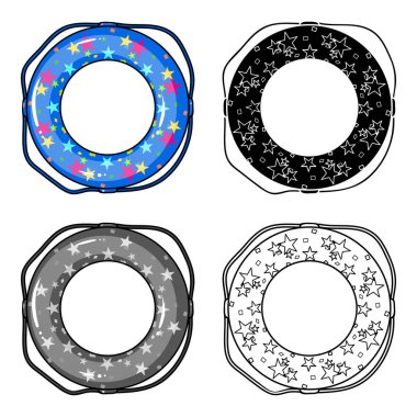 Rahatlamak için çok renkli Yüzme daire. Daire tek simge karikatür tarzı vektör simge stok çizim web içinde Yüzme.