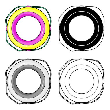 Rahatlamak için çok renkli Yüzme daire. Daire tek simge karikatür tarzı vektör simge stok çizim web içinde Yüzme.