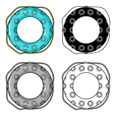 Rahatlamak için çok renkli Yüzme daire. Daire tek simge karikatür tarzı vektör simge stok çizim web içinde Yüzme.