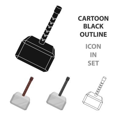 Viking savaş çekiç simgesi beyaz arka plan üzerinde izole karikatür tarzı. Vikingler sembol stok vektör çizim.