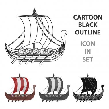 Vikingler simgesi beyaz arka plan üzerinde izole karikatür tarzı gemi. Vikingler sembol stok vektör çizim.