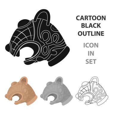 Vikingler hayvan başkanı simgesi beyaz arka plan üzerinde izole karikatür tarzı gemi. Vikingler sembol stok vektör çizim.