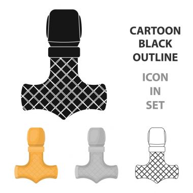 Viking Tanrı çekiç simgesi beyaz arka plan üzerinde izole karikatür tarzı. Vikingler sembol stok vektör çizim.