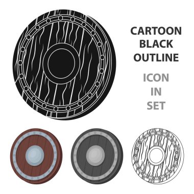 Viking kalkan simgesi beyaz arka plan üzerinde izole karikatür tarzı. Vikingler sembol stok vektör çizim.