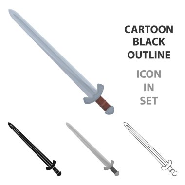 Viking kılıç simgesi beyaz arka plan üzerinde izole karikatür tarzı. Vikingler sembol stok vektör çizim.