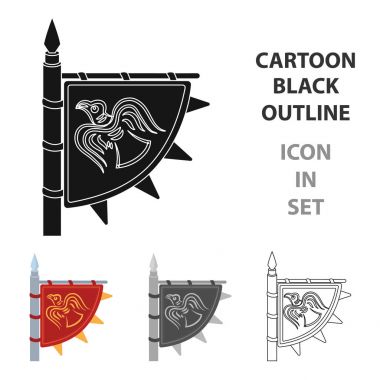 Vikingler bayrak simgesi beyaz arka plan üzerinde izole karikatür tarzı. Vikingler sembol stok vektör çizim.